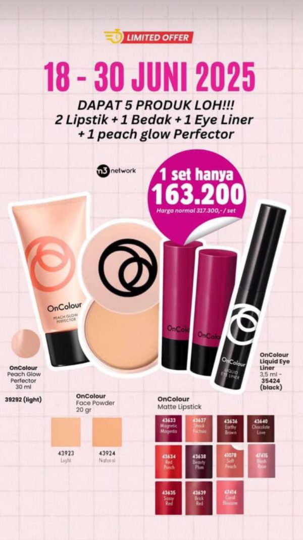 5 Produk 2lipstik Plus 1 Bedak Plus 1 Eye Liner Plus 1 Peach Glow Perfector